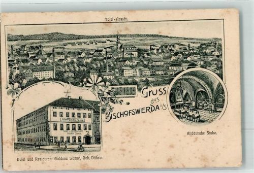 Bischofswerda 1912 Hotel-Restaurant Goldene Sonne Altdeutsche Stube