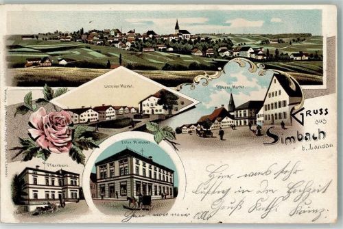 Simbach Unterer Markt Oberer Markt Pfarrhaus Geschäftshaus Wimmer Rose