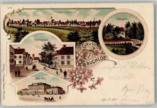 Buchloe 1900 Bahnhof Marktstraße Gasthaus Kellergarten