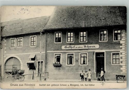 Römhild 1913 Gasthaus zum goldenen Schwan Metzgerei