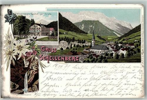 Schellenberg 1899 F. Weisenbäcks Gasthaus Zur Forelle Almbachklamm Edelweiß