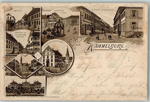 Hammelburg 1899 Obertor Rathaus Pfarrkirche Marktplatz Post Krankenhaus