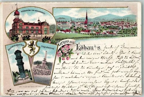 Löbau 1897 Gasthaus Zum Honigbrunnen König Friedrich August Turm Siegesdenkmal