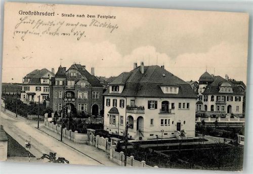 Großröhrsdorf 1915 Straße nach dem Festplatz Villen