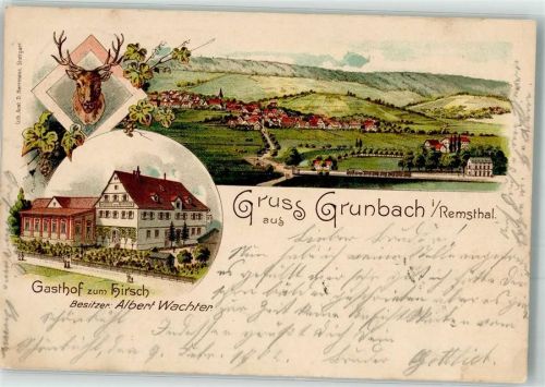 Grunbach 1902 Gasthaus zum Hirsch Hirschkopf