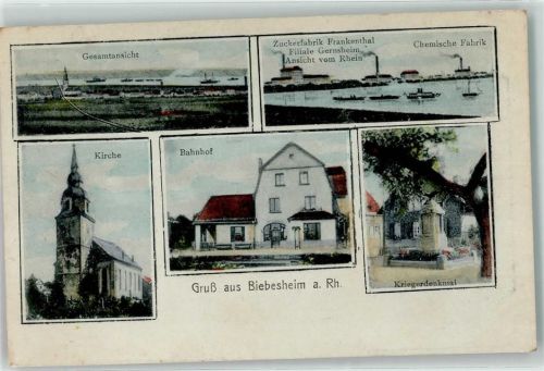Biebesheim Zuckerfabrik Frankenthal Chemische Fabrik Bahnhof Kirche