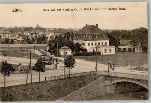 Zittau Königin Carola Brücke Straßenbahn Gasthaus Schützenhaus