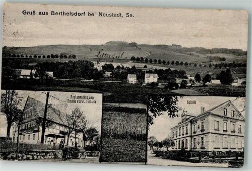 Berthelsdorf 1923 Schule Gasthaus Emilie verw. Hultsch Inflationsporto 40 Reichsmark