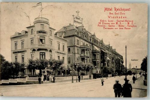 Wiesbaden 1907 Hotel Reichspost Hauptbahnhof