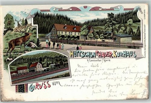 Lautenthal 1900 Hüttschenthaler Kurhaus Hirsch Bahnhof