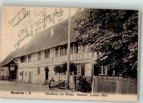 Auenheim Gasthaus zur Blume Fachwerkgebäude Fahrrad