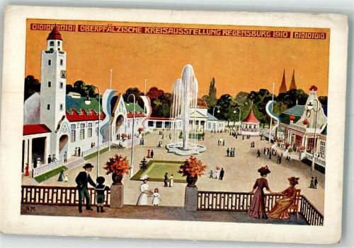 Regensburg Oberpfälzische Kreisausstellung 1910 Festgelände sign. A. M.