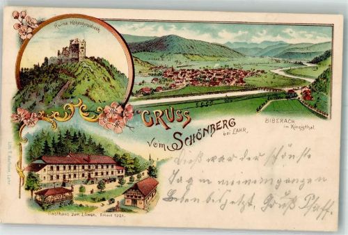 Schönberg 1900 Ruine Hohengeroldseck Gasthaus zum Löwen Biberach Kinzig Gasthausstempel