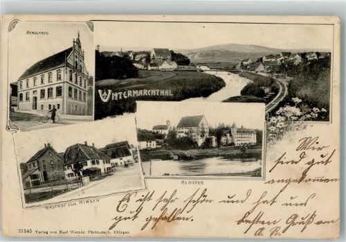 Untermarchtal 1905 Schule Gasthaus zum Hirsch Kloster Untermarchtal Stauchungen Foto AK