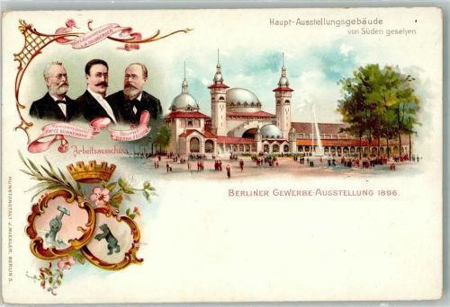 Treptow 1896 Berliner Gewerbeausstellung 1896 Der Arbeitsausschuss Haupthalle Wappen