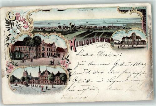 23774 W2447 Heiligenhafen , Holst 1898 Gebrauchsspuren Post Markt Bahnhof Stadt Hamburg