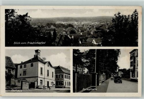 Rohrbach Blick vom Friedrichspfad Parkstraße Rathaus Oldtimer