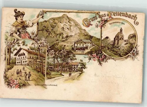 Bad Feilnbach Gasthaus von M. Kloo Das Wendelstein-Kirchlein Trachtenmädchen Edelweiss