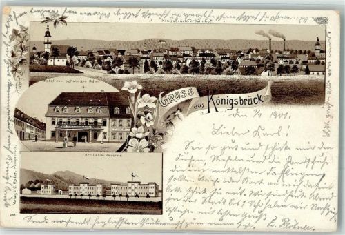 Königsbrück 1901 Hotel zum schwarzen Adler Artillerie-Kaserne