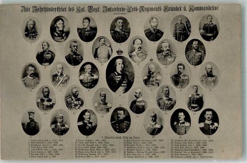 Jahrhunderfeier Bayr. Inf.Leib. Regt. Gründer + Kommandeure