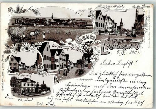 Langquaid 1901 Bauern Heuernte Fuhrwerk Dorfstraßen Pfarrhof