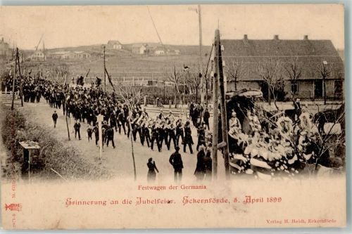 Eckernförde 1899 Jubelfeier 5.4.1899 Festwagen der Germania