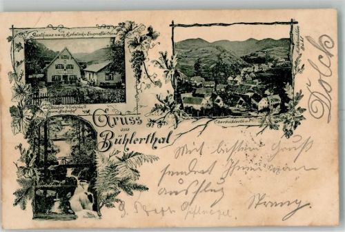 Bühlertal 1900 Gertelbachfall Gasthaus zum Bahnhof Oberbühlertal