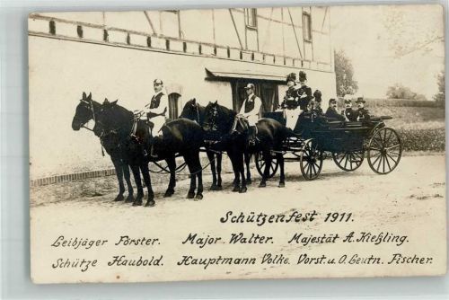 Bad Lausick 1911 Schützenfest 1911 Kutsche mit Schützen-Mitgliedern Ort handschriftlich