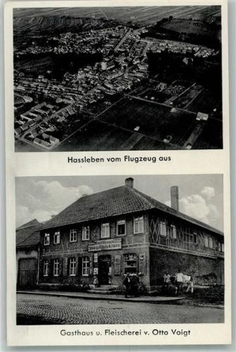 Haßleben Fliegeraufnahme Gasthaus-Metzgerei Voigt