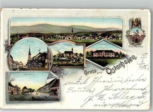 Osterhofen 1898 Stadtwappen Engel Stadtplatz Kloster Damenstift Krankenhaus