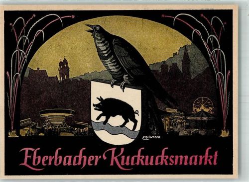 Eberbach Eberacher Kuckucksmarkt Rabe Eber Festgelände sign. Glintzer