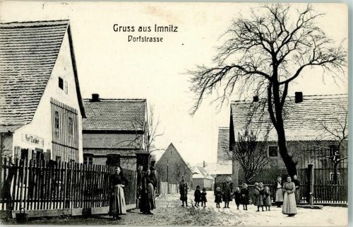 Zwenkau 1908 OT Imnitz Dorfstraße Kinder Winter