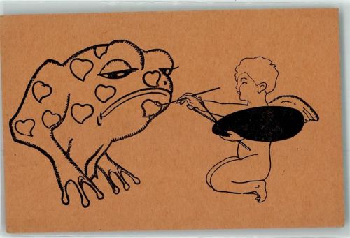 Engel malt einen Frosch , Farbpalette AK