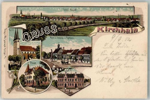 Kirchhain 1902 Markt Denkmal Rathaus Postamt Schule