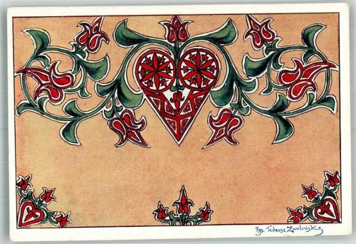 1917 sign. Tadeusz Zwolinski Ornament Z Parzenica I Lelujami
