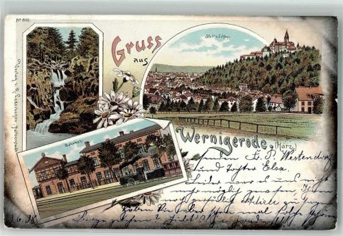 Wernigerode 1898 Bahnhof Wasserfall Schloss