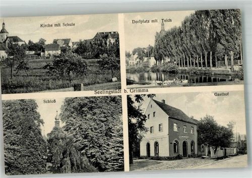 Seligenstädt Posthilfstelle Seelingstädt Gasthaus Schloss Dorfteich Dorfplatz Kirche Schule