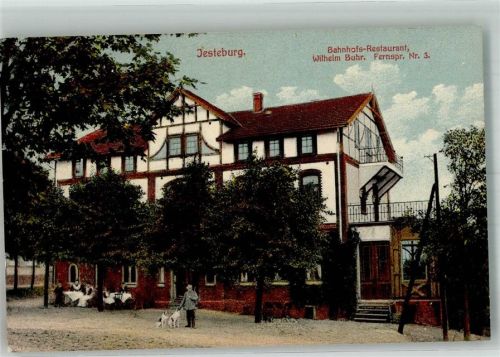 Jesteburg 1912 Bahnhof-Gasthaus Förster Jagdhunde Bahnpost Wittenberg-Zug 930