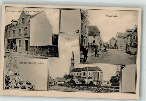 Morschwiller-le-Bas 1915 Geschäft Konsum Kirche Hautpstrasse Feldpost WK I