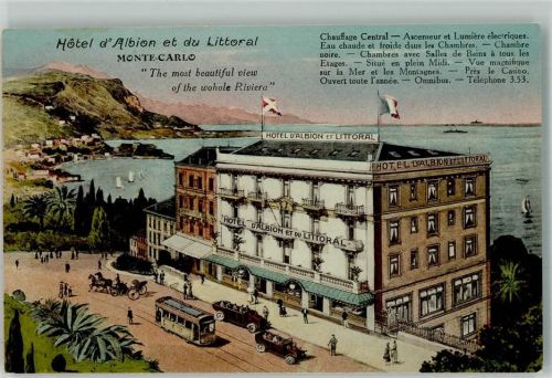 Monte Carlo Hotel d´Albion Straßenbahn Auto Omnibus