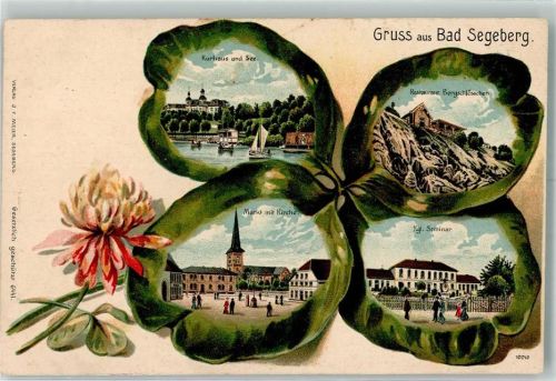 Bad Segeberg 1915 Distelblüte Kurhaus See Markt Gasthaus Bergschlößchen Kgl. Seminar Soldatenbrief
