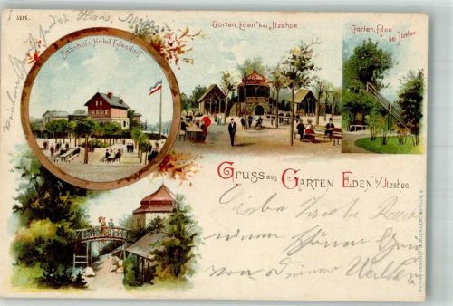 Itzehoe 1898 Bahnhofs-Hotel Gasthaus Garten Eden Der Garten Bahnpost