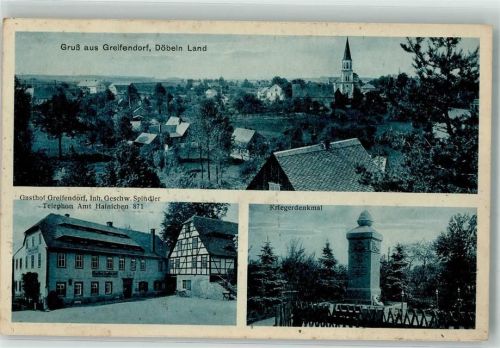 Döbeln Gasthaus Greifendorf Geschw. Spindler Kriegerdenkmal