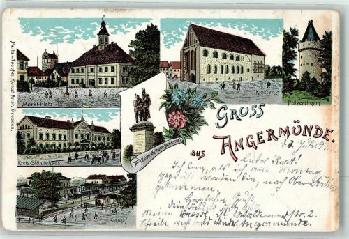 Angermünde 1899 Kloster Pulverturm Marktplatz Kreis-Ständehaus
