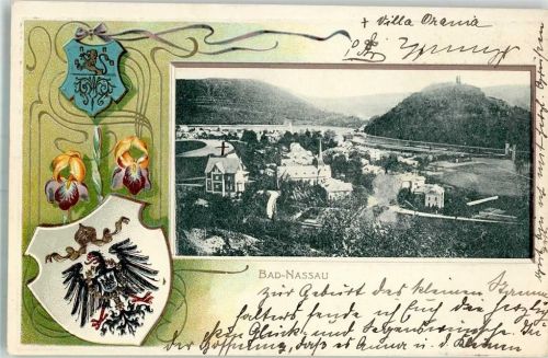 Nassau 1906 Burg Nassau Wappen Passepartout