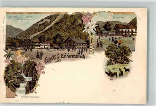 Enterrottach 1898 Gasthaus zum Wasserfall Dependance Rottacher Wasserfall Gemse