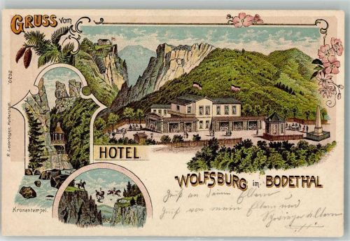 Bodetal 1905 Hotel Wolfsburg Kronentempel Sage von der Roßtrappe Bodetal