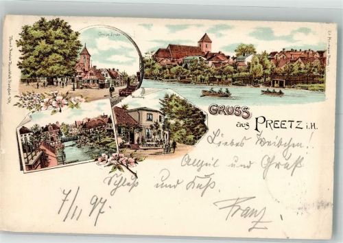 Preetz 1897 Lithographie Große Linde