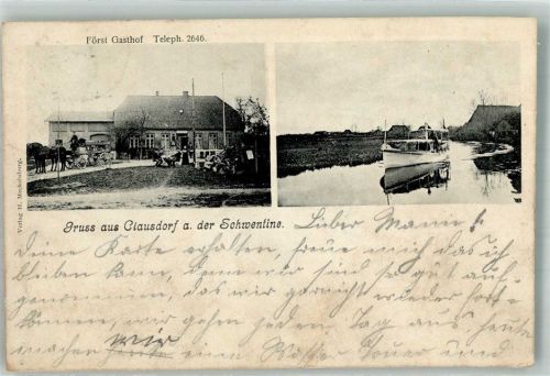 Klausdorf 1907 Gasthaus Först Schwentine Kabinenschiff