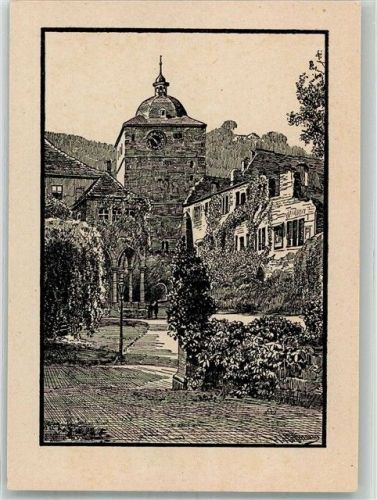 W6900 Heidelberg , Neckar Federzeichnung Schloß Wartturm Verlag Edm. von König Hoffmann, H. Künstlerkarte